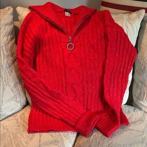 Venus Red Zippered Women's Sweater
